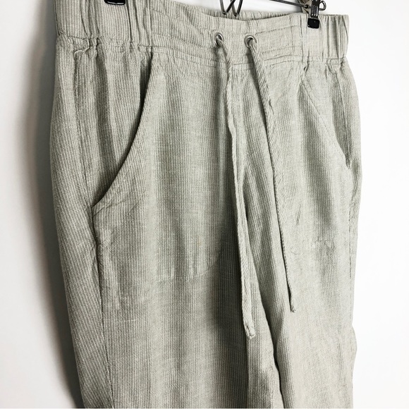 Van Heusen Linen Rayon Blend Drawstring Ankle Pants Vertical Stripe - Picture 4 of 10
